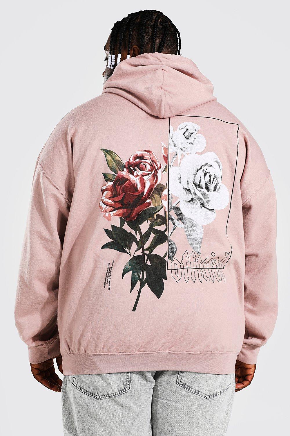 Plus Floral Front And Back Graphic Hoodie | boohooMAN USA